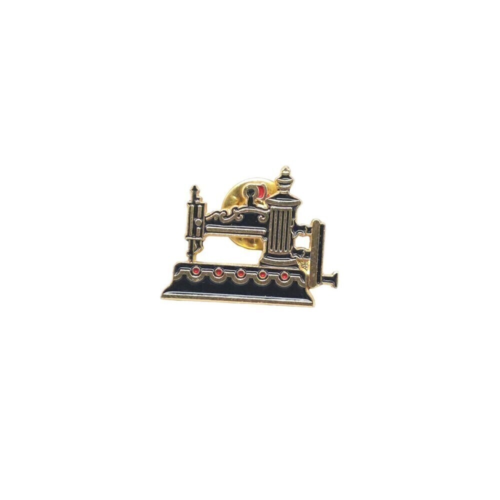 Clotilde #9 Casige Sewing Machine Enamel Craft Hat Lapel Brooch Pin Gold Tone